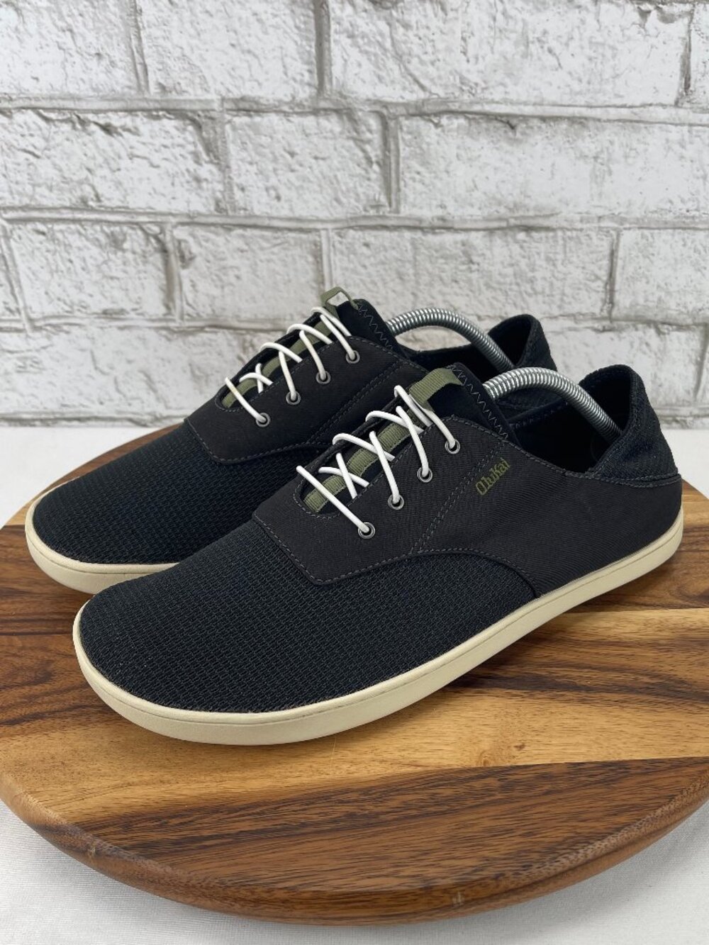 Olukai Nohea Moku 10283-4040 Mens Sz. 11 Black Mesh Canvas Slip On Boat Shoes